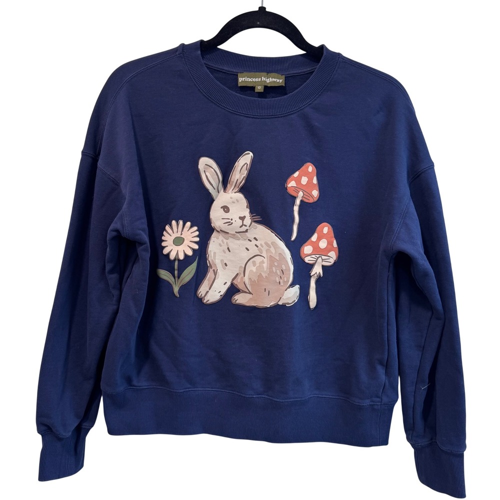 Princess Highway Kids Navy‎ Bunny Flower Mushroom Graphic Sweatshirt Size 10